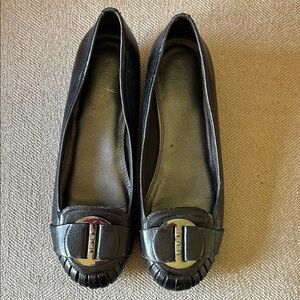 Life Stride Black Flats with Silver Buckle